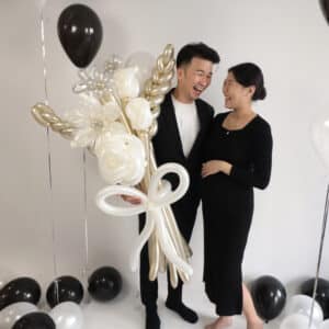 高雅白金色系氣球花束