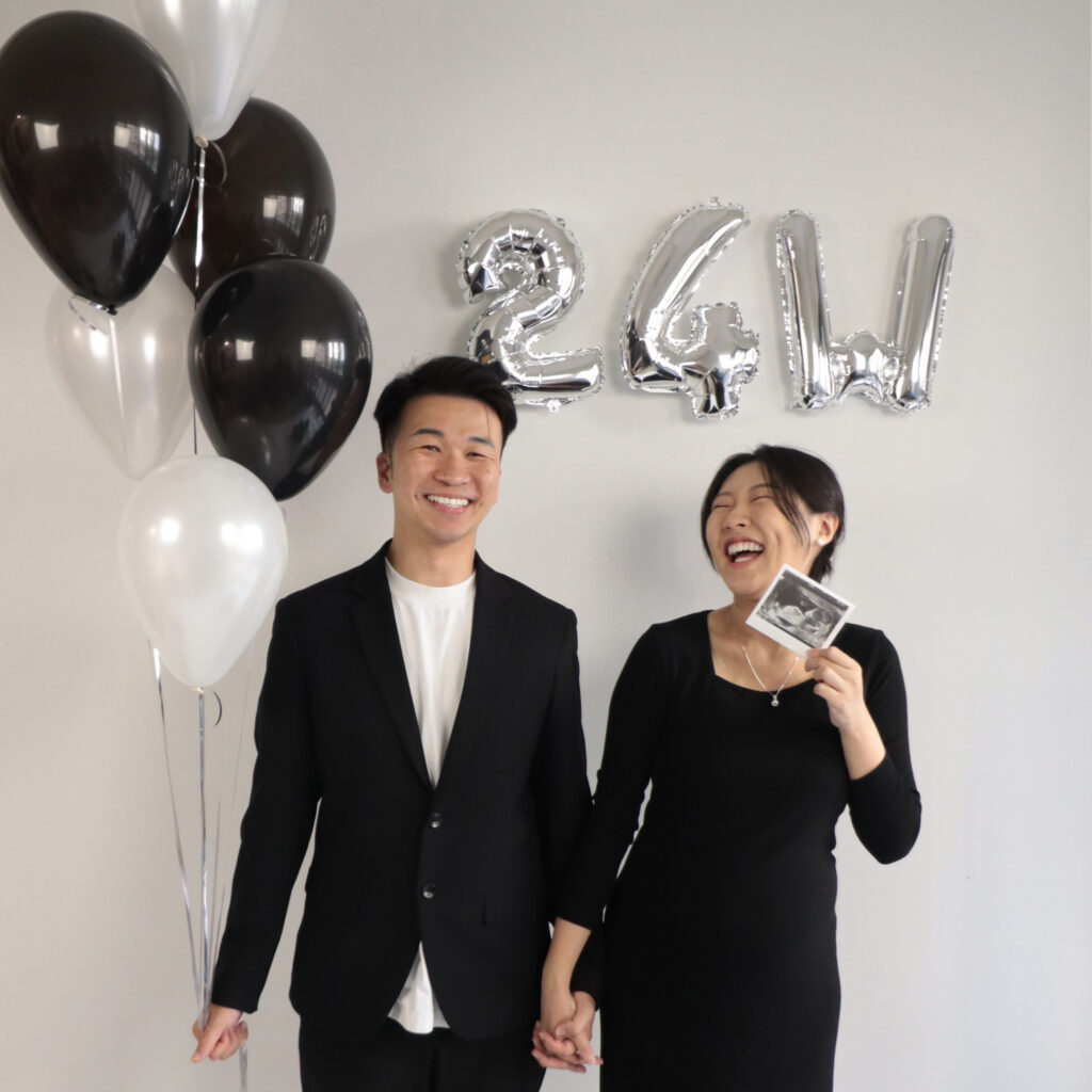 黑白款簡易孕婦寫真氣球佈置